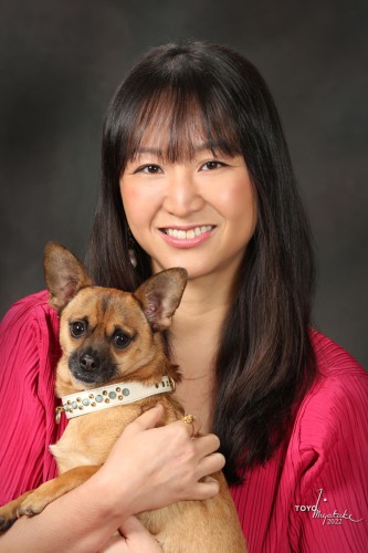 Marci Kwon w small dog